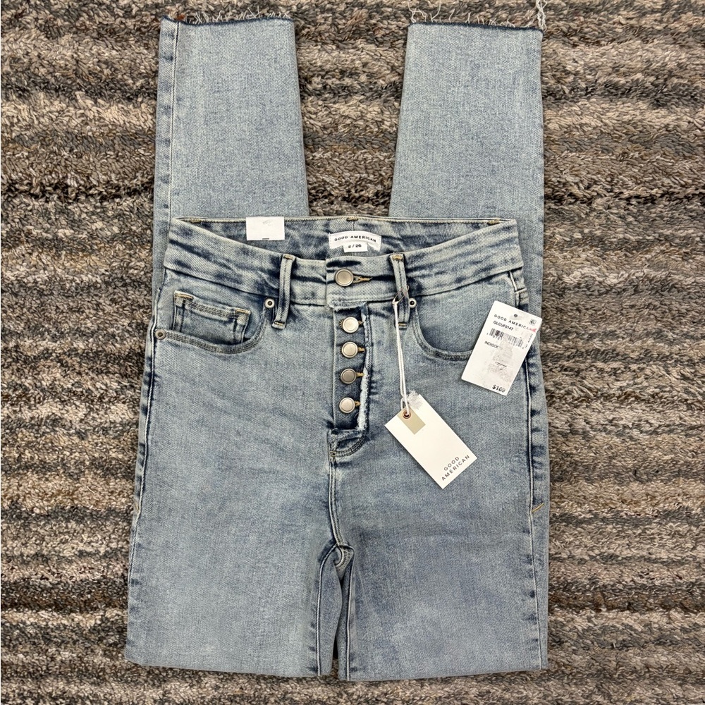 Good American Good Legs High Rise Raw Hem Skinny Jeans Sz 2/26 NWT | Skinny NEW-